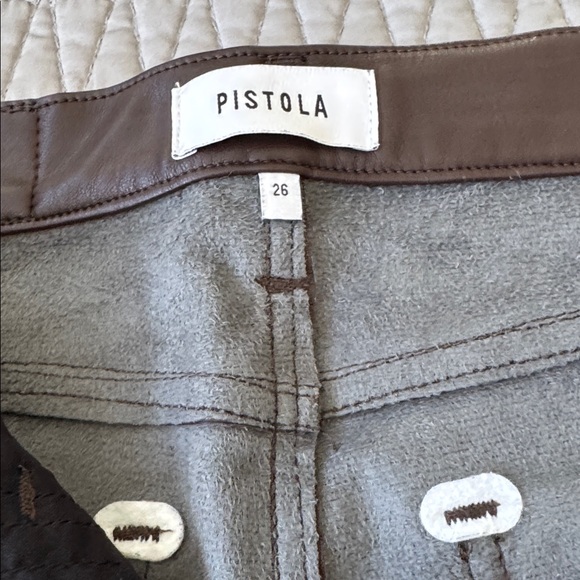 Pistola Cassie Super High Rise Straight Leg Pants in Faux Leather Brown Size 26 - Picture 5 of 7